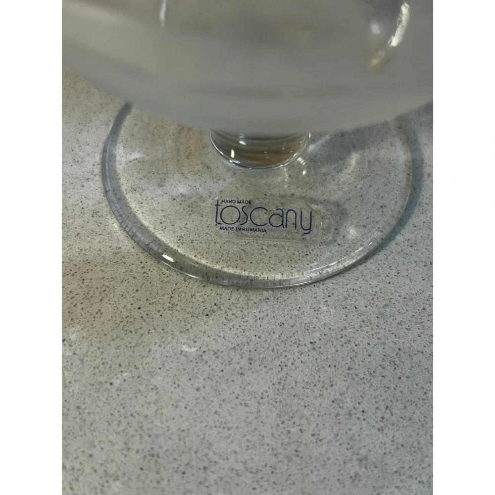 2 Etched Sailing Ship Cognac Snifter Tasting Glasses